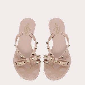 Valentino Rockstud Rubber Slipper Flip Flops - Poudre